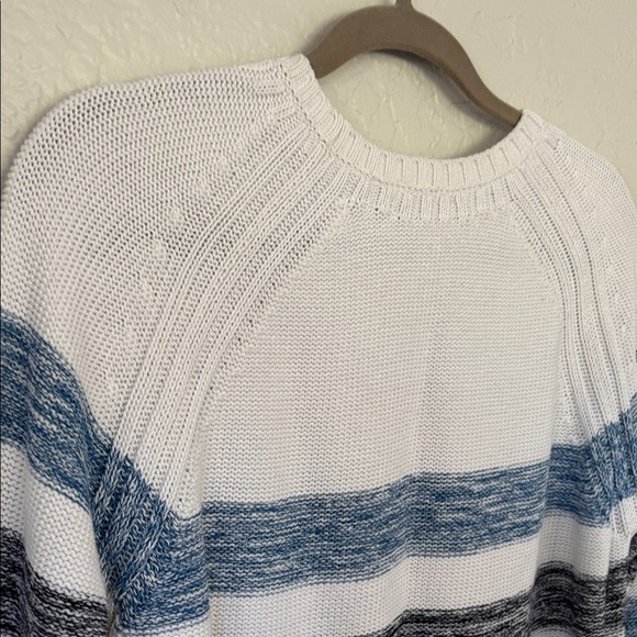 Barbour women’s 100% cotton knit White & Blue Striped pullover Sweater 12 - Picture 10 of 12